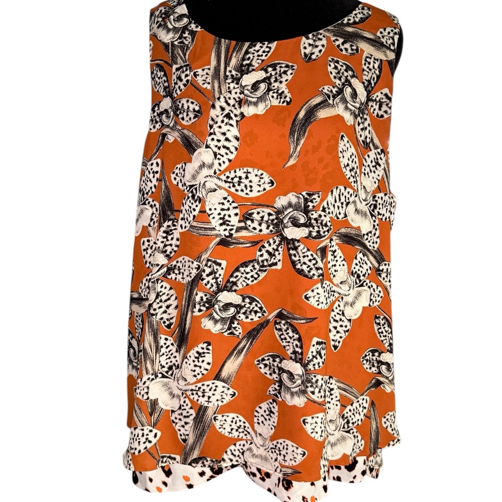 Chico's Reversible Black Floral Sleeveless Blouse NWOT